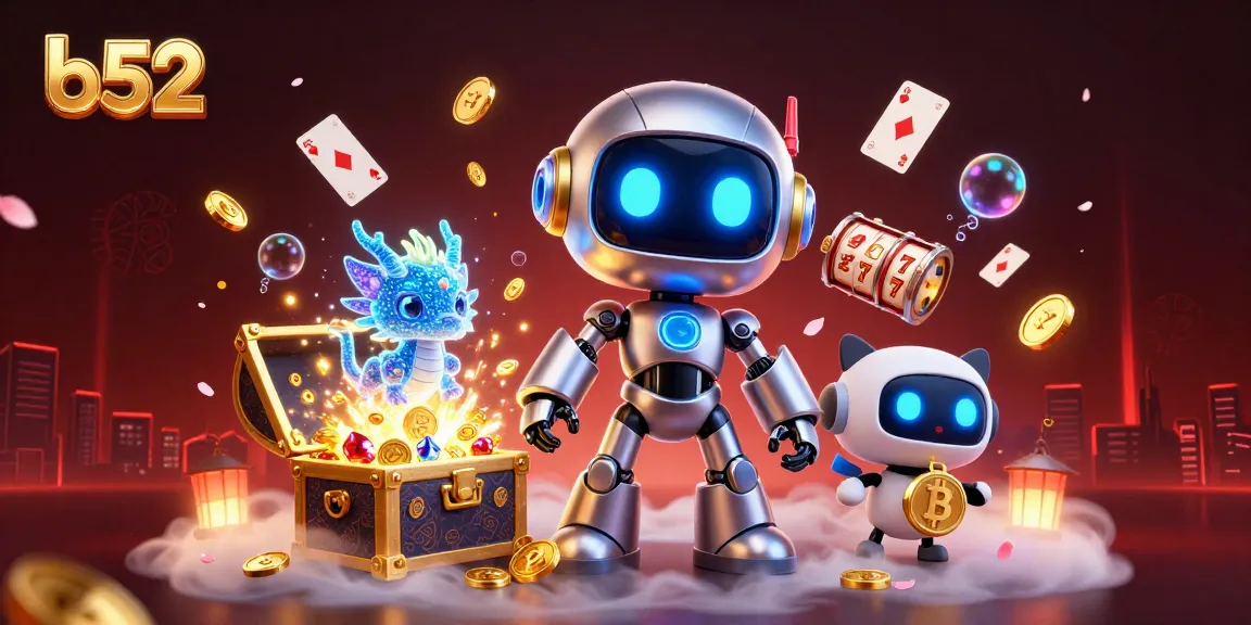 Bet with B52 for exciting wins featuring a dynamic casino scene filled with vibrant games.