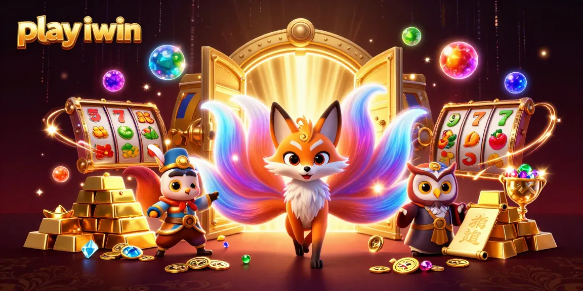 Play iwin with vibrant slots and colorful characters in a dynamic casino illustration.