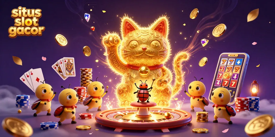 Permainan situs slot gacor dengan simbol kucing keberuntungan dari kunang-kunang berkilau.