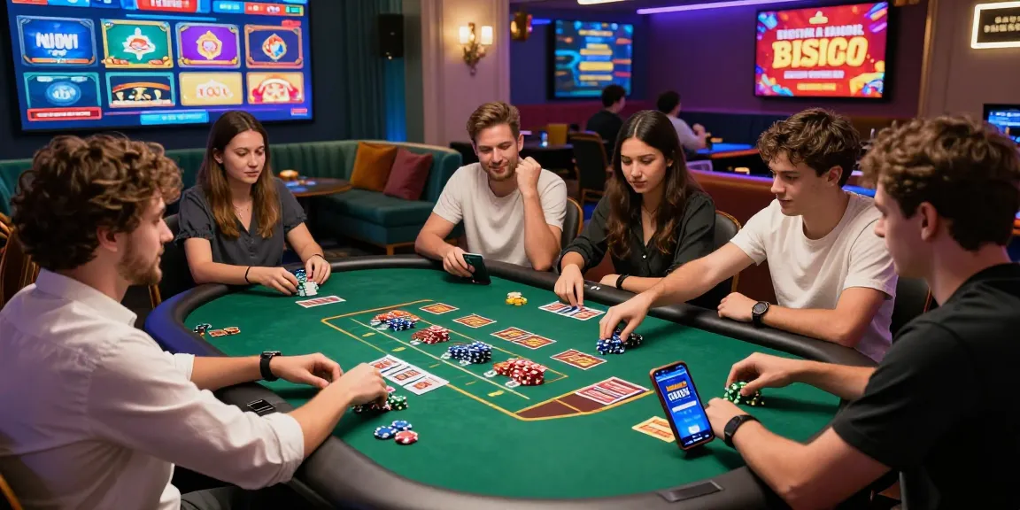 Friends enjoying an exciting gaming session with the Lotus365 platform and colorful casino elements