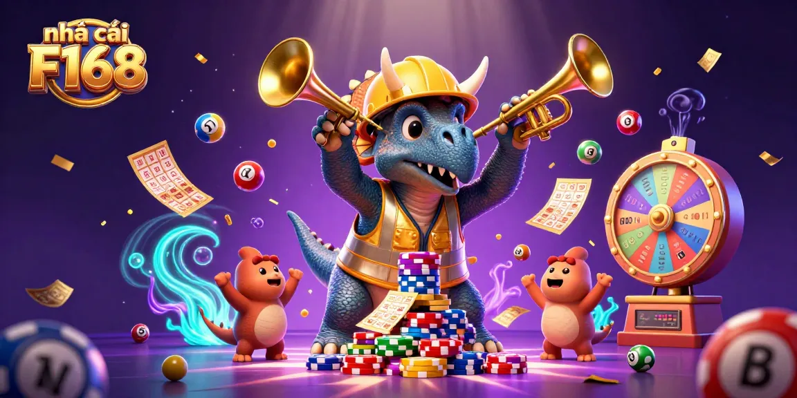 Experience the excitement at nhà cái F168 with vibrant lottery balls and a lively casino atmosphere.